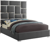 Milan Contemporary Bed with Bold Geometric Chrome Design and Tall Headboard for Stylish Bedrooms