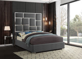 Milan Contemporary Bed with Bold Geometric Chrome Design and Tall Headboard for Stylish Bedrooms