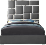 Milan Contemporary Bed with Bold Geometric Chrome Design and Tall Headboard for Stylish Bedrooms