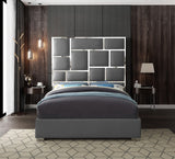 Milan Contemporary Bed with Bold Geometric Chrome Design and Tall Headboard for Stylish Bedrooms
