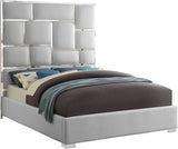 Milan Contemporary Bed with Bold Geometric Chrome Design and Tall Headboard for Stylish Bedrooms