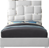 Milan Contemporary Bed with Bold Geometric Chrome Design and Tall Headboard for Stylish Bedrooms