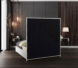Milan Contemporary Bed with Bold Geometric Chrome Design and Tall Headboard for Stylish Bedrooms