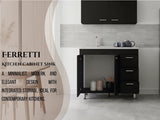 Ferretti Utility Sink Base Cabinet with Stainless Steel Countertop, Three Storage Drawers, Double-Door Cabinet and Integrated Faucet Opening for Modern Kitchen Organization, Prep Convenience and Functional Home Utility