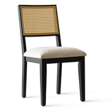 Monica Rattan Solid Wood Upholstered Dining Chair (Set of 2)