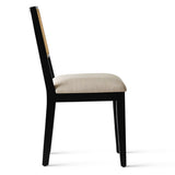 Monica Rattan Solid Wood Upholstered Dining Chair (Set of 2)