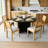 Monica Rattan Solid Wood Upholstered Dining Chair (Set of 6)