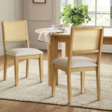 Monica Rattan Solid Wood Upholstered Dining Chair (Set of 4)