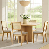 Monica Rattan Solid Wood Upholstered Dining Chair (Set of 6)