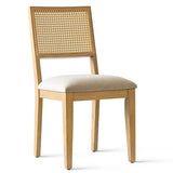 Monica Rattan Solid Wood Upholstered Dining Chair (Set of 2)