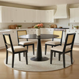 Monica Rattan Solid Wood Upholstered Dining Chair (Set of 2)