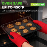 2-Pc. Nonstick Cookie Sheet Baking Pan - Professional Quality Kitchen Cooking Non-Stick Bake Trays With Black Coating Inside & Outside