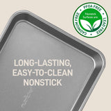 2-Pc. Nonstick Cookie Sheet Baking Pan - Professional Quality Kitchen Cooking Non-Stick Bake Trays With Gray Coating Inside & Outside