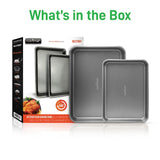 2-Pc. Nonstick Cookie Sheet Baking Pan - Professional Quality Kitchen Cooking Non-Stick Bake Trays With Gray Coating Inside & Outside