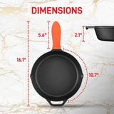 10'' Pre-Seasoned Cast Iron Pan - Fry Pan With Glass Lid & Silicone Handle