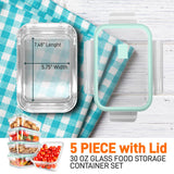 10-Piece Superior Glass Food Storage Containers Set - Stackable Design, Newly Bpa-Free Airtight Clear Locking Lids With Vent Lids & Green Air Hole