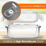 10-Piece Superior Glass Food Storage Containers Set - Stackable Design, Newly Bpa-Free Airtight Clear Locking Lids With Vent Lids & Gray Air Hole