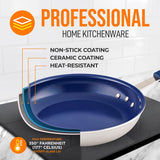 10'' Medium Fry Pan With Lid - Non-Stick Pan With Silicone Handle, Ceramic Coating Inside