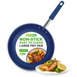 12'' Large Fry Pan - Non-Stick Pan With Silicone Handle, Ceramic Coating Inside