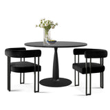 New Haven & Mia 35" Black Round Dining Table Set for 2 (3-Piece)