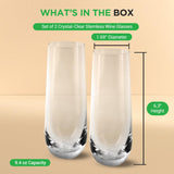 2 Pcs. Of Crystal-Clear Stemless Wine Glass - Ultra Clear, Elegant Clear Wine Glasses, Machine Made Top