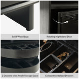 Dan 28" Tall Modern Style Nightstand with Built-In Outlets(Optional Types)