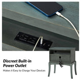 Dominique 28"Tall Solid Wood Nightstand with Hidden Outlet(Optional Types)