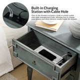 Joah 28"Tall Farmhouse 2-Drawer Nightstand with Built-in Charging(Optional Types)