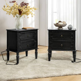 Joah 28"Tall Farmhouse 2-Drawer Nightstand with Built-in Charging(Optional Types)