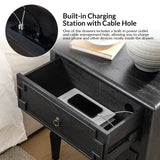 Joah 28"Tall Farmhouse 2-Drawer Nightstand with Built-in Charging(Optional Types)
