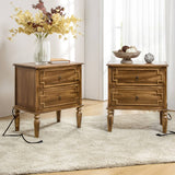 Joah 28"Tall Farmhouse 2-Drawer Nightstand with Built-in Charging(Optional Types)