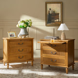 Farmhouse Solid Wood Nightstand with Fluted Drawer(Optional Types)