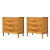 Farmhouse Solid Wood Nightstand with Fluted Drawer(Optional Types)