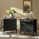 Farmhouse Solid Wood Nightstand with Fluted Drawer(Optional Types)