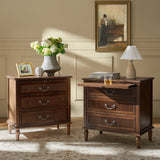 Farmhouse Solid Wood Nightstand with Fluted Drawer(Optional Types)
