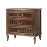 Farmhouse Solid Wood Nightstand with Fluted Drawer(Optional Types)