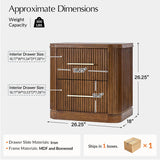 Modern Fluted Solid Wood Nightstand with USB with Oak Texture