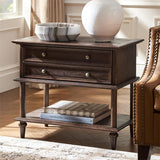 Multi-Functional Traditional Wood Nightstand with Open Shelf