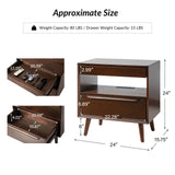 Giralda 2-Drawer Mid-century Modern Nightstand with Built-In Outlets(Optional Types)