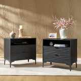 Beath 2-Drawer Nightstand with Open Top Shelf & Rear Charging Port(Optional Types)