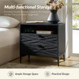 Beath 2-Drawer Nightstand with Open Top Shelf & Rear Charging Port(Optional Types)