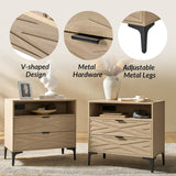 Beath 2-Drawer Nightstand with Open Top Shelf & Rear Charging Port(Optional Types)