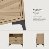 Beath 2-Drawer Nightstand with Open Top Shelf & Rear Charging Port(Optional Types)