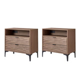 Beath 2-Drawer Nightstand with Open Top Shelf & Rear Charging Port(Optional Types)