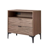 Beath 2-Drawer Nightstand with Open Top Shelf & Rear Charging Port(Optional Types)