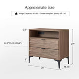 Beath 2-Drawer Nightstand with Open Top Shelf & Rear Charging Port(Optional Types)