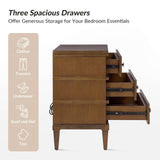 Lorenz Transitional 3-Drawer Nightstand with Charging Station(Optional Types)