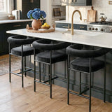New York 24" Velvet Counter Stool with Arms (Set of 2)