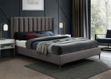 Nadia Velvet Bed - Luxe Wingback Design with High Tufted Headboard and Matte Black Metal Legs