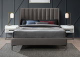 Nadia Velvet Bed - Luxe Wingback Design with High Tufted Headboard and Matte Black Metal Legs